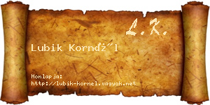 Lubik Kornél névjegykártya