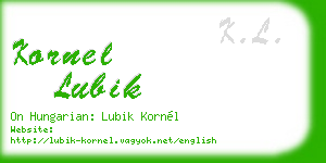kornel lubik business card